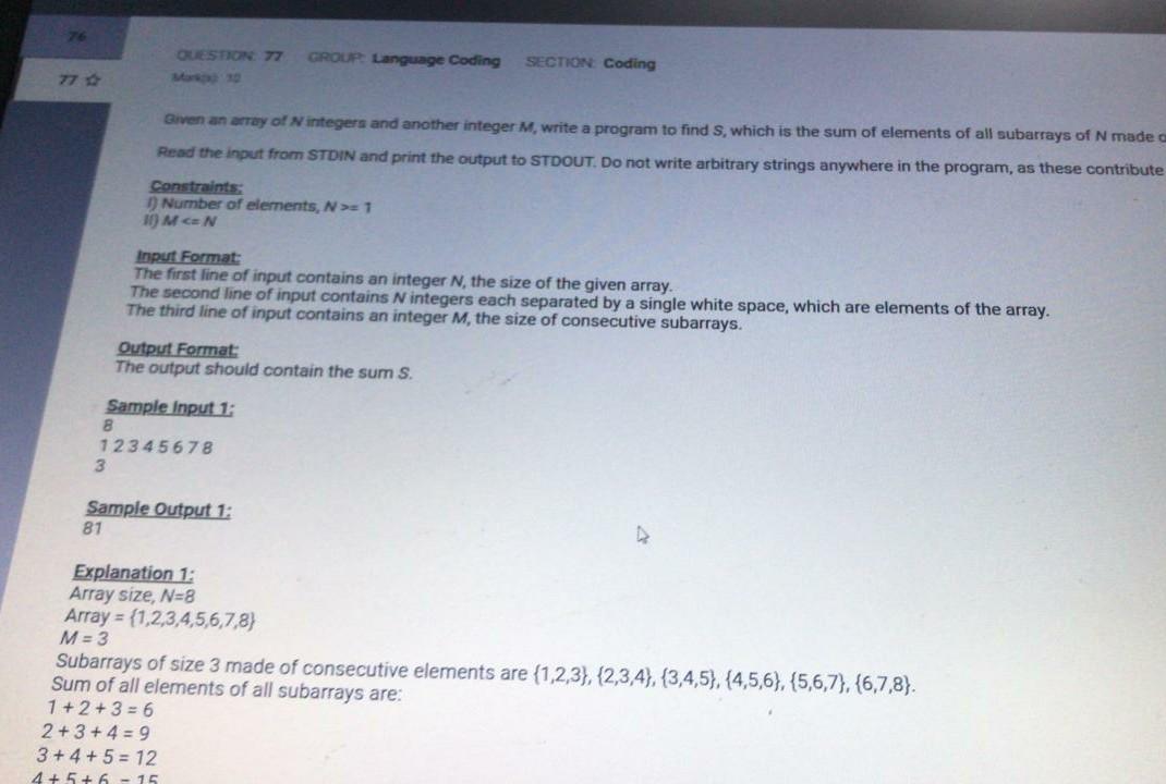 Solved QUESTION 77 0 GROUP Language Coding SECTION Coding | Chegg.com