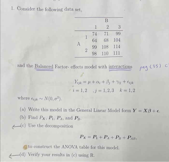Solved 1. Consider the following data set, and the Balanced | Chegg.com
