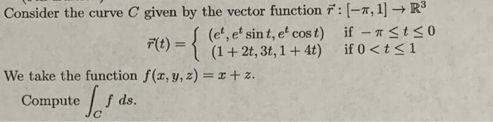 Solved Consider the curve C given by the vector function | Chegg.com
