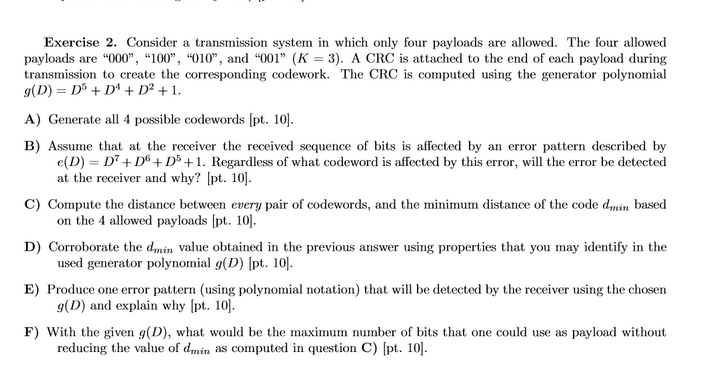 Solved Exercise 2. ﻿Consider a transmission system in which | Chegg.com