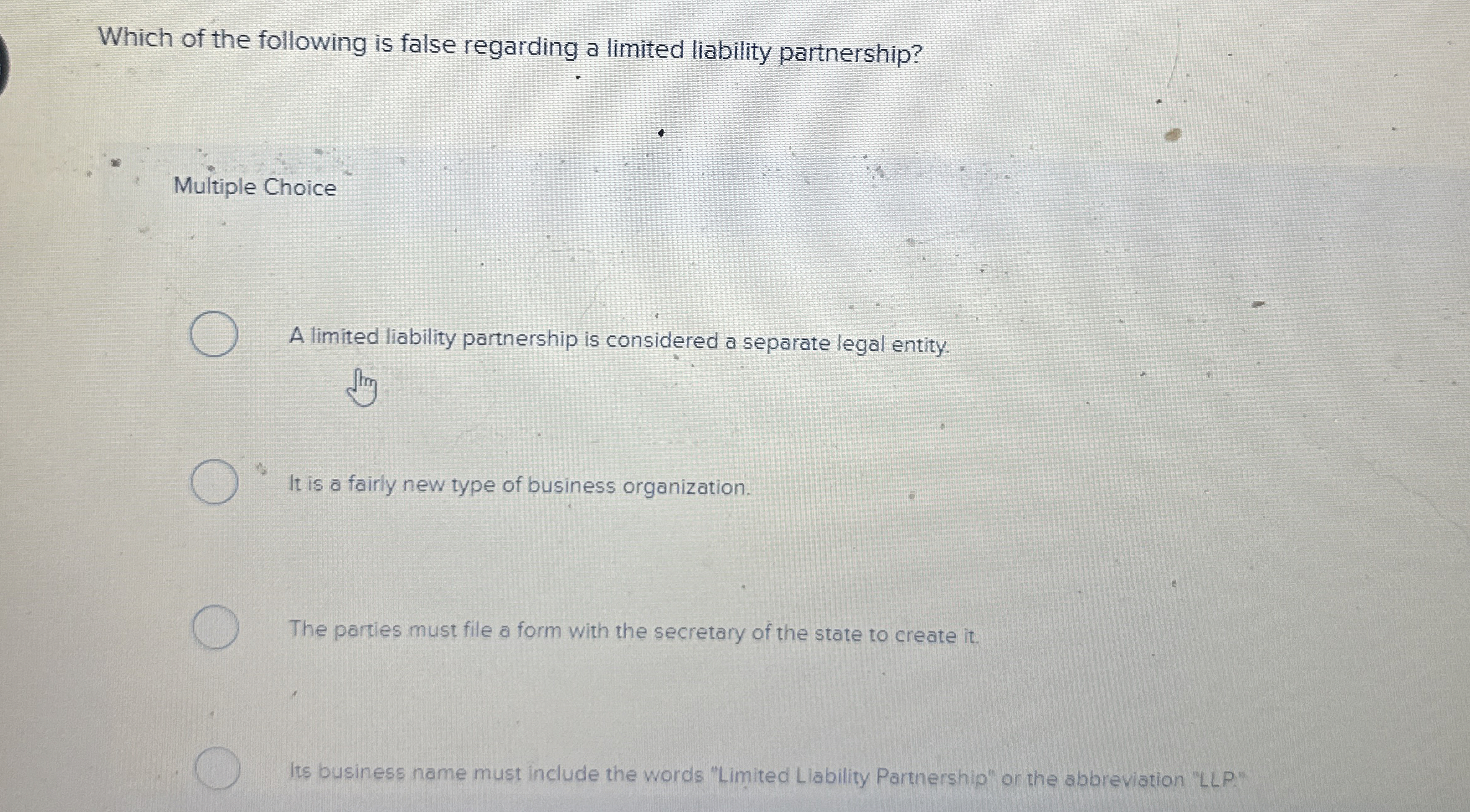 Solved Which of the following is false regarding a limited | Chegg.com
