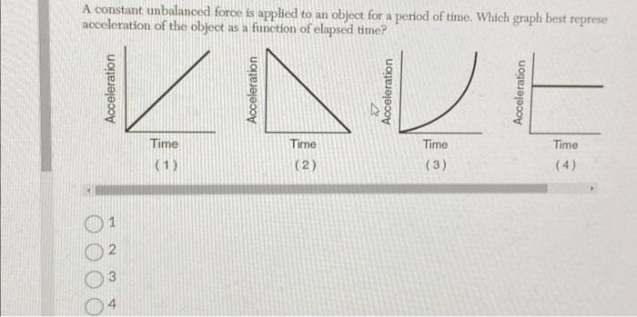 Solved A constant unbalanced force is applied to an object | Chegg.com