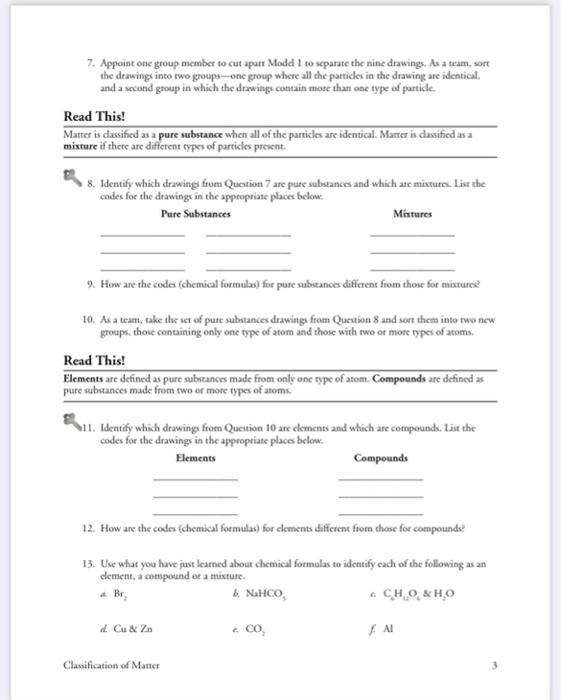 Solved Classification of Matter How do atoms combine to make | Chegg.com