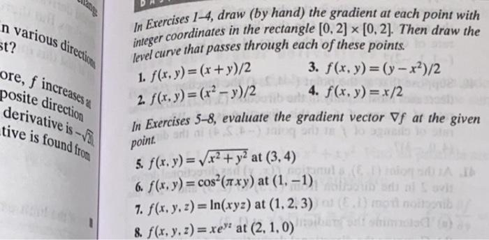 Solved In Exercises 1-4, draw (by hand) the gradient at each | Chegg.com