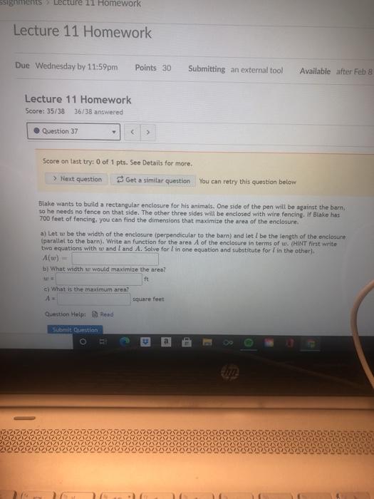 Solved signments Lecture 11 Homework Lecture 11 Homework Due | Chegg.com