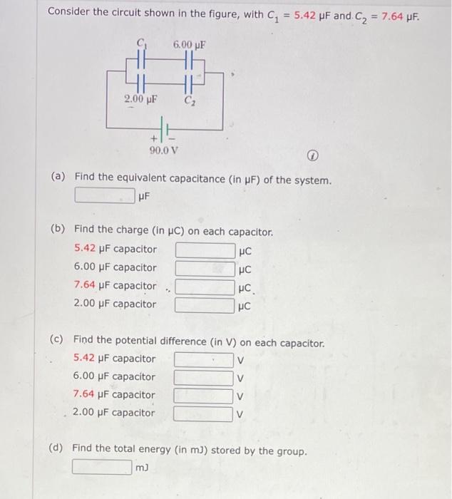 Solved Consider the circuit shown in the figure, with C1 = | Chegg.com