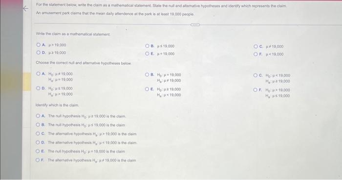 Solved An amusement park claims that the mean dally | Chegg.com