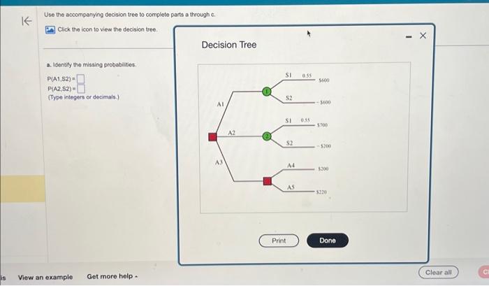 Solved Use the accompanying decision tree to complote parts | Chegg.com