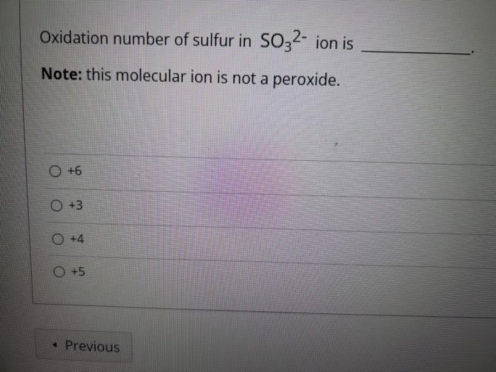 what is the oxidation number of sulfur in the s2o3^2- ion