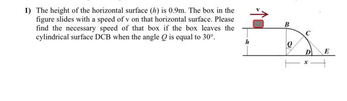 Solved 1) The height of the horizontal surface (h) is 0.9m. | Chegg.com