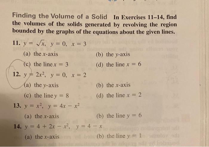 Solved Finding the Volume of a Solid In Exercises 11-14, | Chegg.com