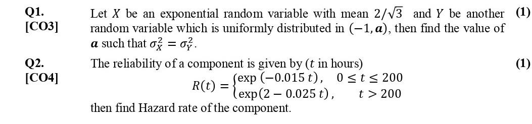 Solved Q1. [CO3] Let X be an exponential random variable | Chegg.com
