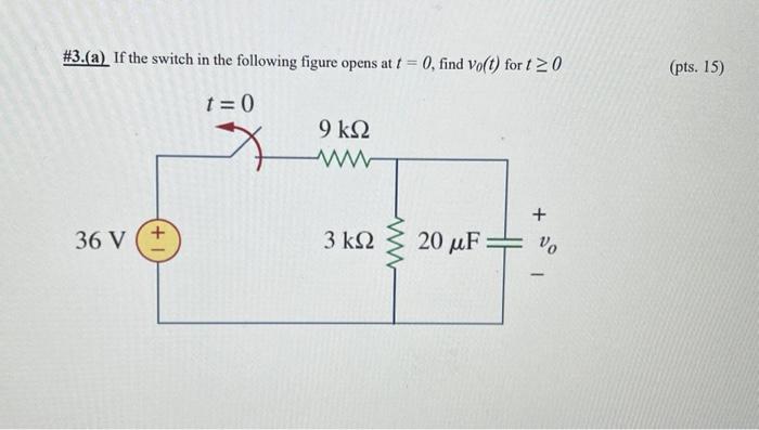 Solved \#3.(a) If the switch in the following figure opens | Chegg.com