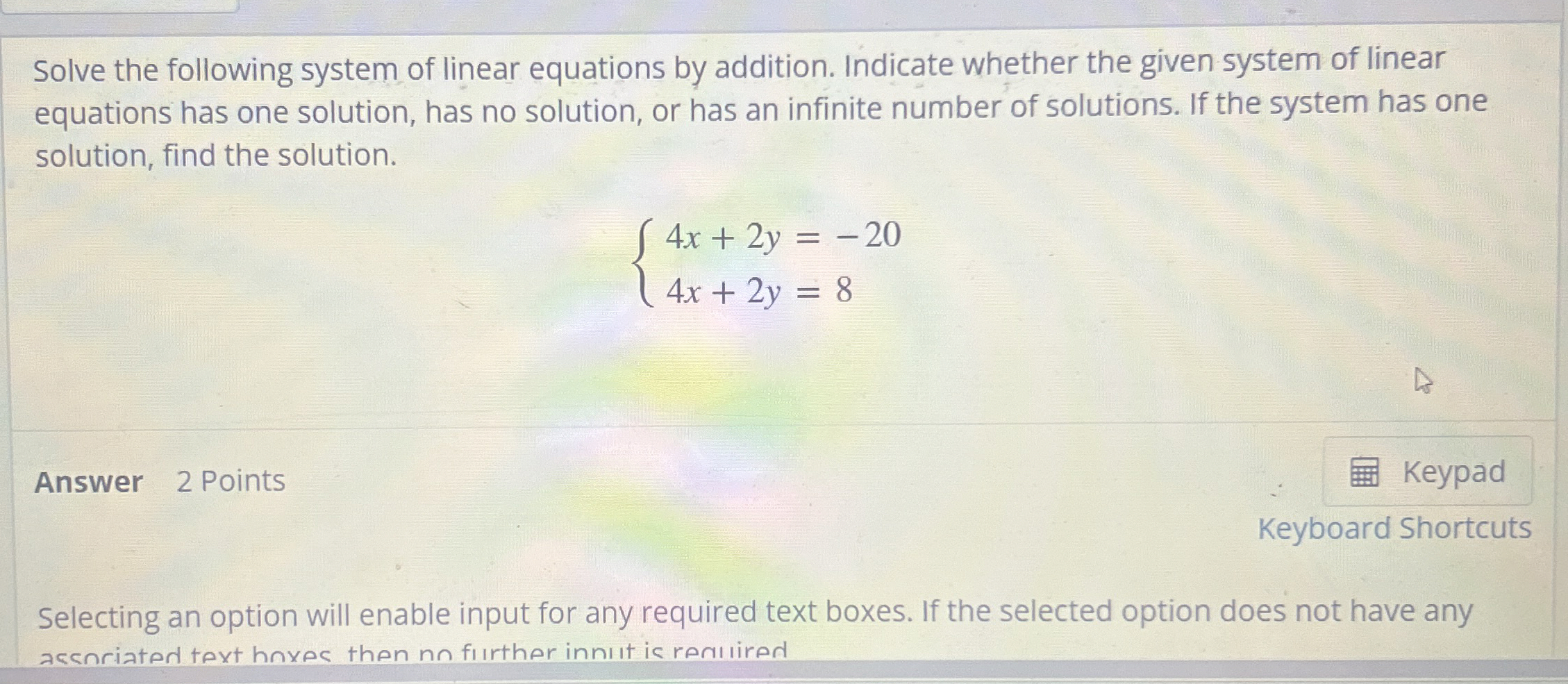 Solved Solve the following system of linear equations by | Chegg.com