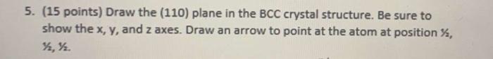 Solved 5. (15 points) Draw the (110) plane in the BCC | Chegg.com