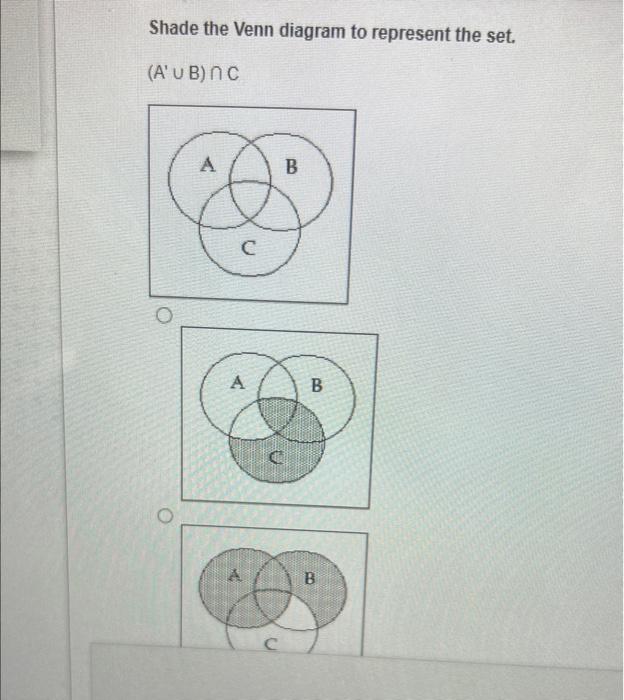 Solved Shade The Venn Diagram To Represent The Set. | Chegg.com