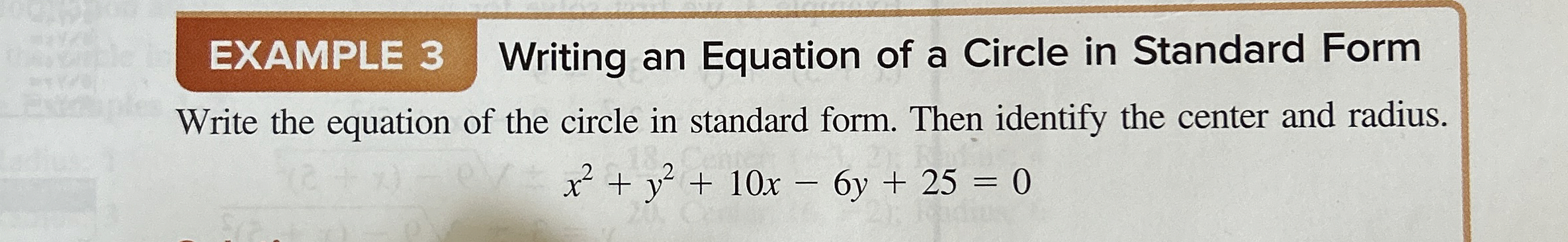 Solved EXAMPLE 3 ﻿Writing an Equation of a Circle in | Chegg.com