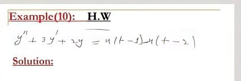 Solved Example(10): H.W y