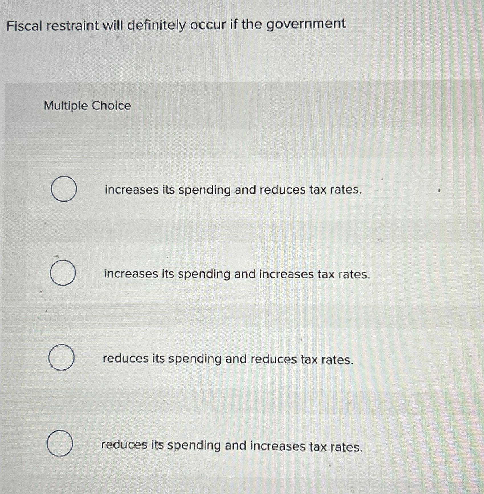 Solved Fiscal restraint will definitely occur if the