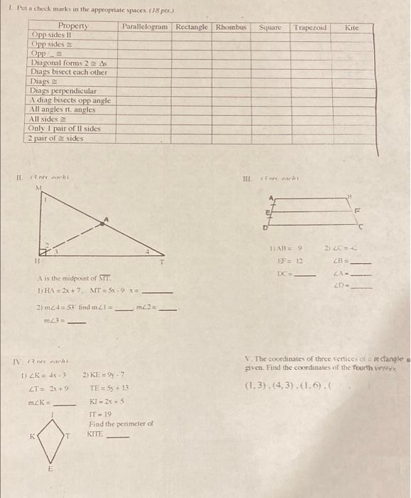 Solved I Put a check marks in the appropriate puces (18 p.) | Chegg.com