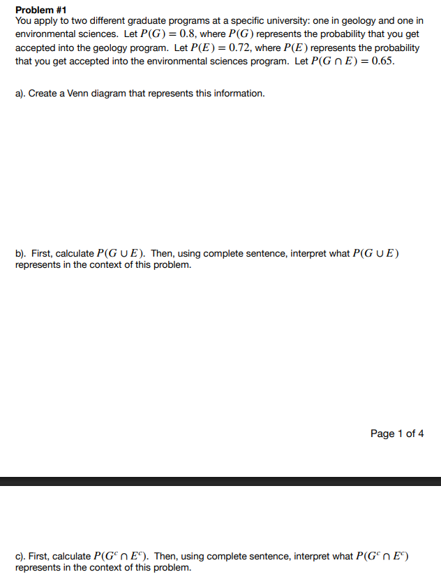 Solved Problem #1You apply to ﻿two different graduate | Chegg.com