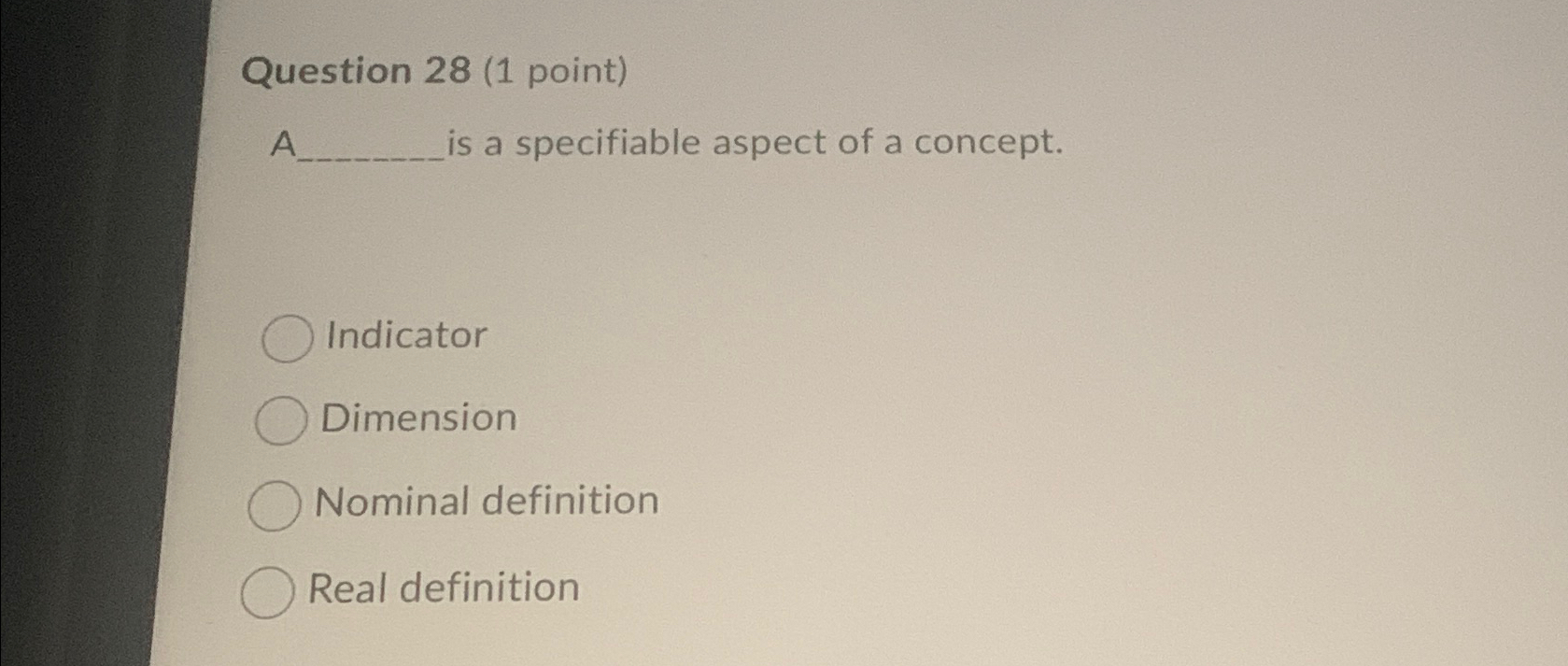 Solved Question 28 (1 ﻿point)A s a specifiable aspect of a | Chegg.com