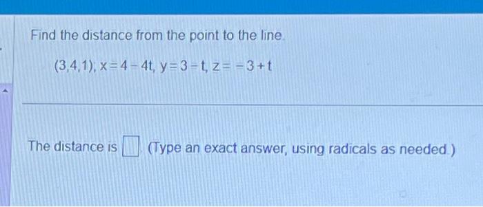 Solved Find The Distance From The Point To The Line