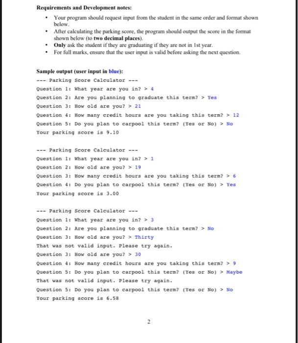 Solved Requirements and Development notes: Your program | Chegg.com