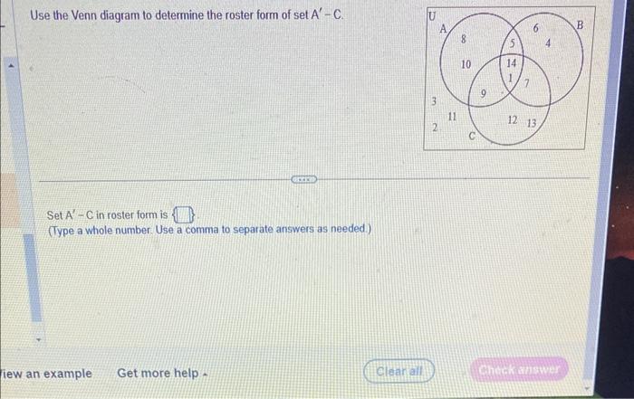 Solved Use The Venn Diagram To Determine The Roster Form Of | Chegg.com