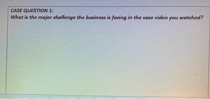 Solved CASE QUESTION 1: What is the major challenge the | Chegg.com