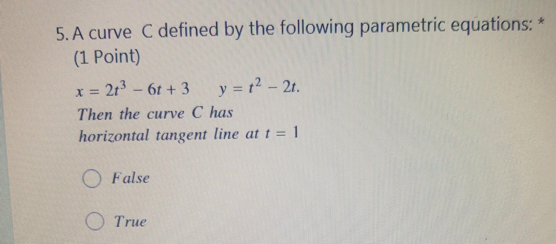 Solved 5. A curve C defined by the following parametric | Chegg.com