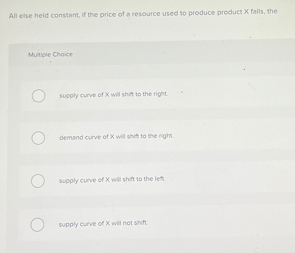 Solved All else held constant, if the price of a resource | Chegg.com