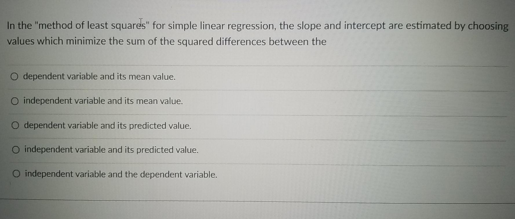 Solved In the "method of least squares" for simple linear | Chegg.com