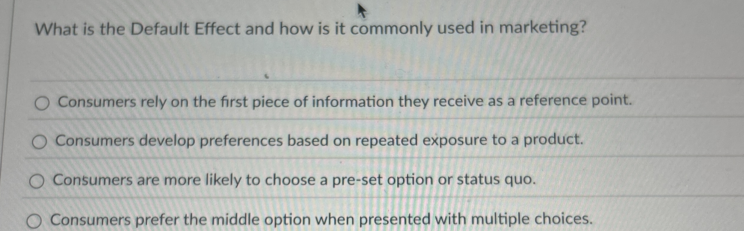 Solved What is the Default Effect and how is it commonly | Chegg.com