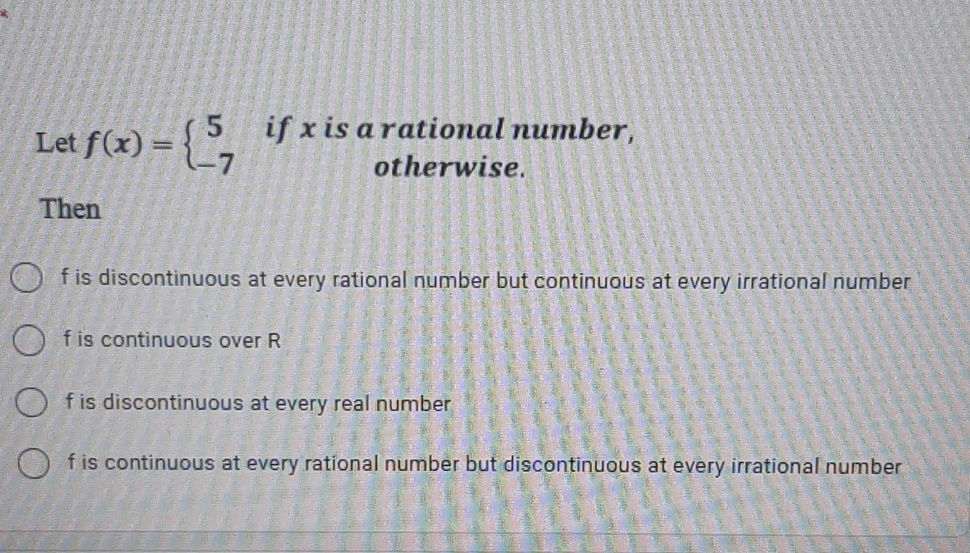 Solved Real Analysis MCQs Please solve all 3 MCQs. No | Chegg.com