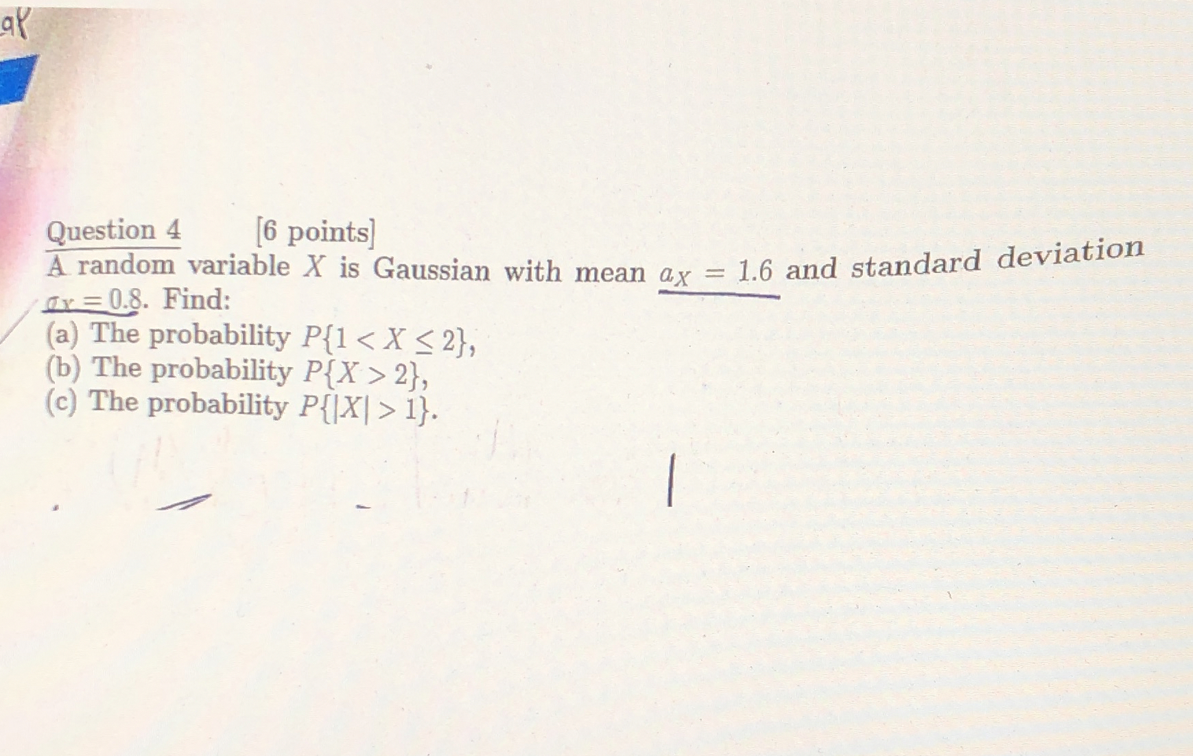 Question 4, [6 ﻿points]?bar (A) ﻿random variable x