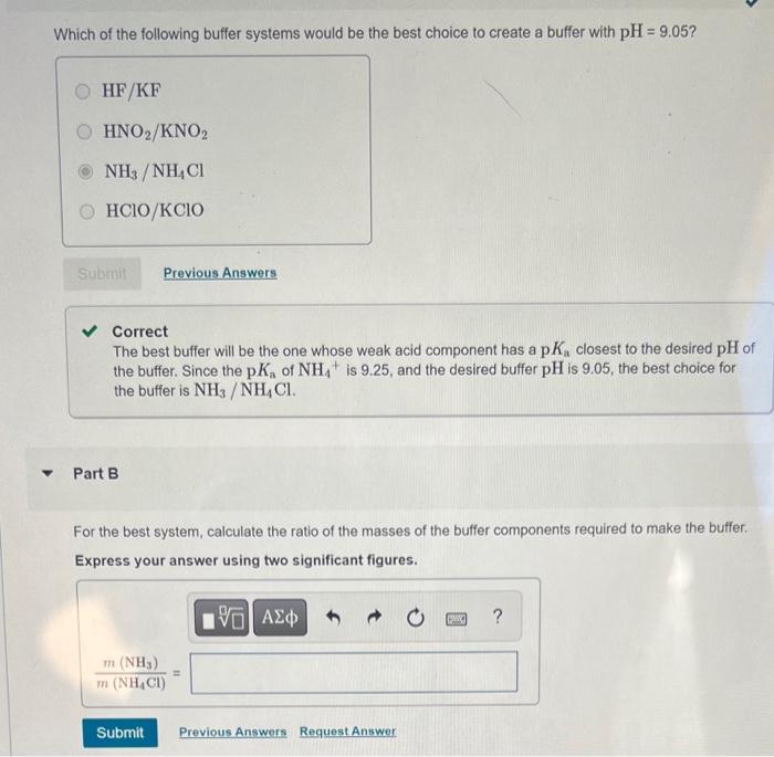 Solved Which Of The Following Buffer Systems Would Be The | Chegg.com