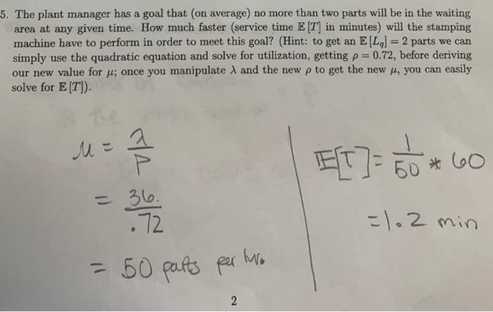 Solved The plant manager has a goal that (on average) no | Chegg.com