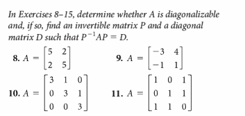 P 1ap Solved In Exercises 8-15, determine whether A is | Chegg.com