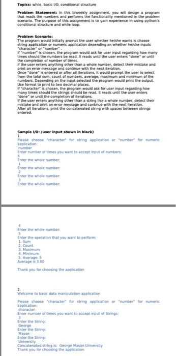 Solved Topics: while, basic V, conditional structure Problem | Chegg.com