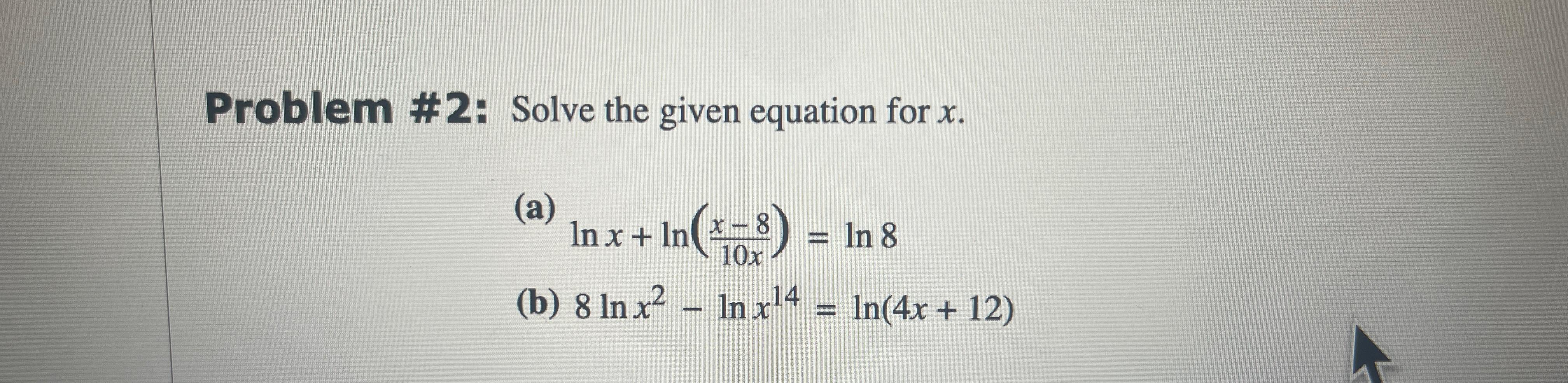 Solved Problem #2: Solve the given equation for | Chegg.com