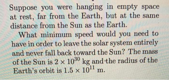 Solved Suppose you were hanging in empty space at rest far