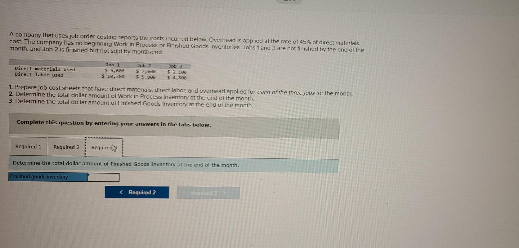 Solved A company that uses job order costing reports the | Chegg.com