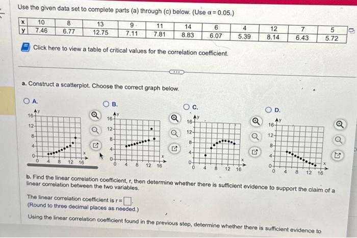 Solved Use the given data set to complete parts (a) through | Chegg.com
