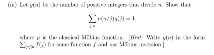 Solved Iii Let G N Be The Number Of Positive Integers Chegg Com