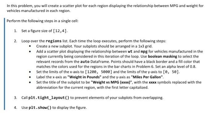 Solved In this problem, you will create a scatter plot for | Chegg.com