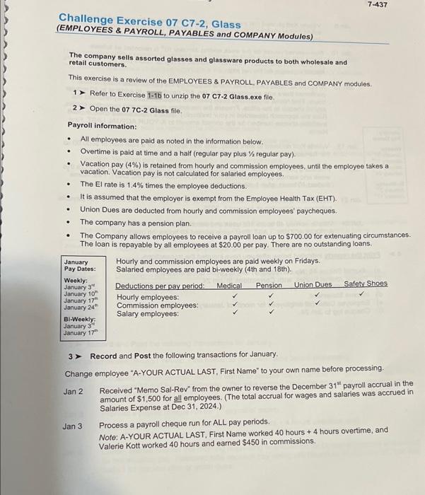 Challenge Exercise 07 C7-2, Glass (EMPLOYEES \& | Chegg.com