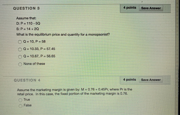 Solved QUESTION 3 4 points Save Answer Assume that: D: P = | Chegg.com