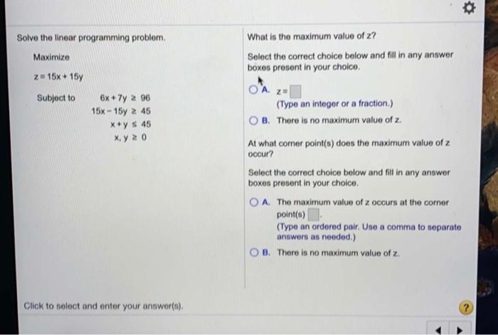Solved ♡ Solve the linear programming problem, Maximize What | Chegg.com