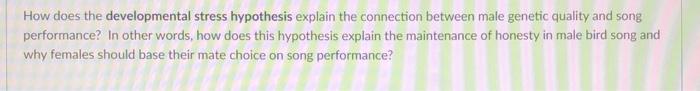 developmental stress hypothesis definition